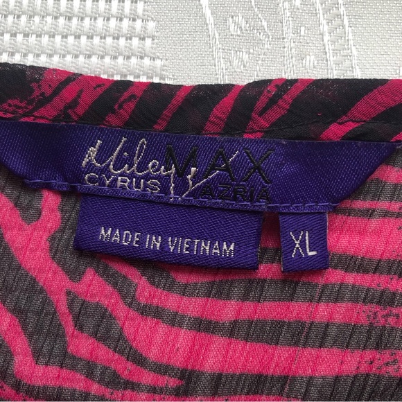 Max Azria Miley Cyrus Women’s Size XL Sheer Pink Zebra Blouse Stretched Waist - Picture 7 of 16